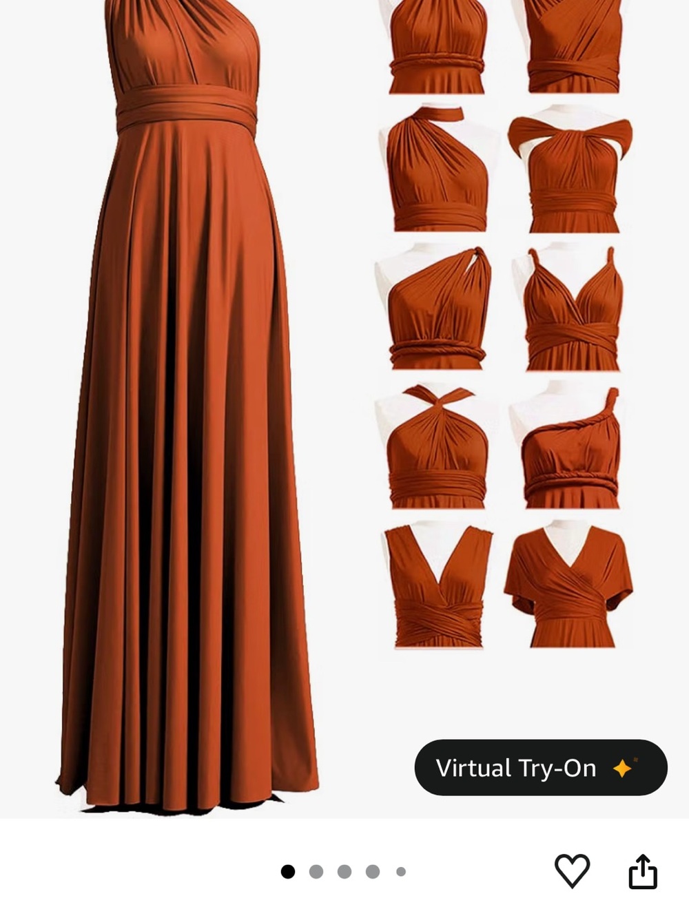 Convertible Rust Orange Maxi Skirt Dress - Women